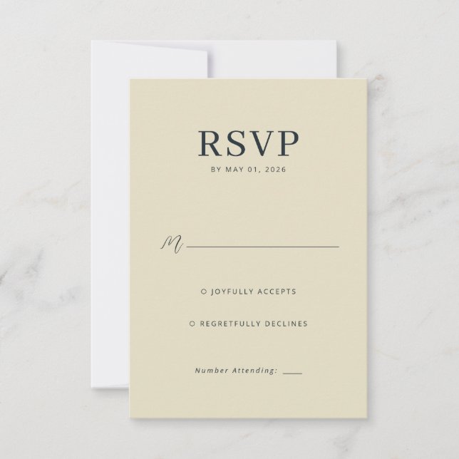 Elegant Beige RSVP Card (Front)