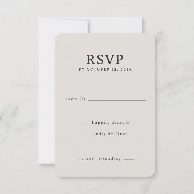 Elegant Beige RSVP Card (Front)