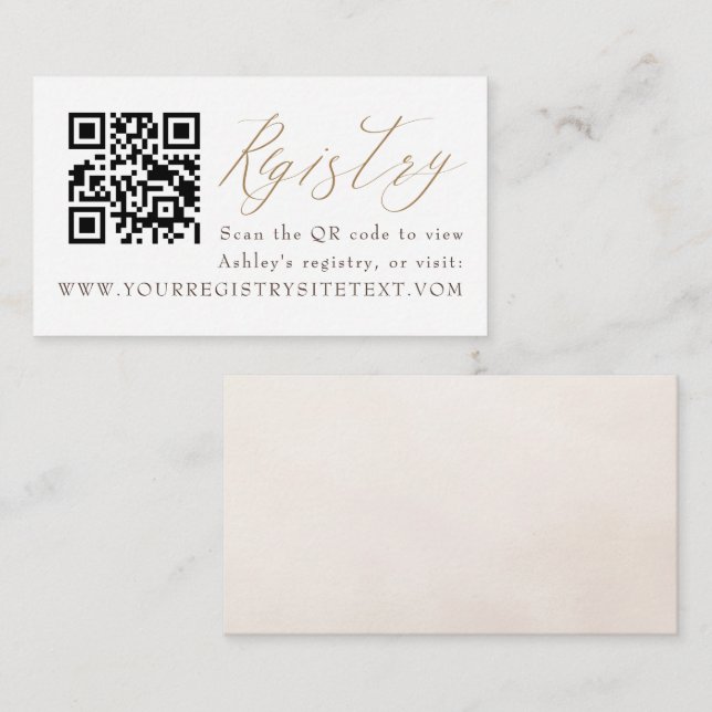 Elegant Beige Script Bridal Show Registry Card (Front/Back)