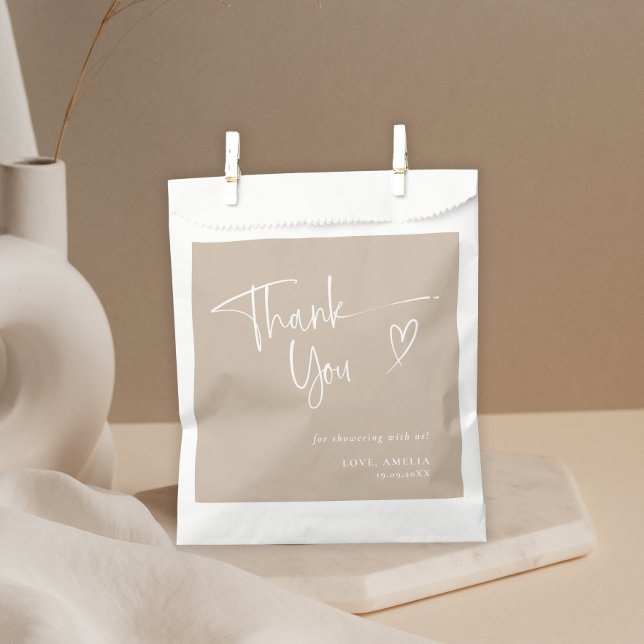 Elegant Beige Script Thank You Baby Shower Favour Bags (Creator Uploaded)