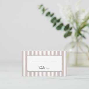 Elegant Beige Striped Minimalist Place Card