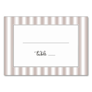 Elegant Beige Striped Minimalist Table Number
