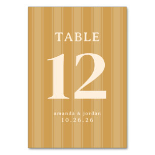 Elegant Beige Striped Table Number
