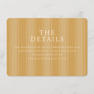 Elegant Beige Striped Wedding Details Enclosure Card