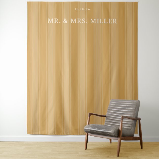 Elegant Beige Stripes Tapestry (In Situ)