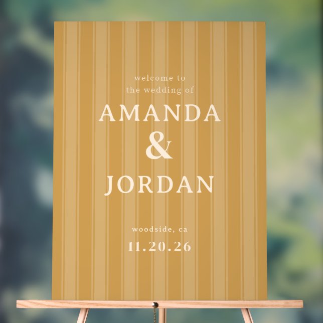 Elegant Beige Stripes Wedding Sign (Neutral)