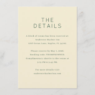 Elegant Beige Typographic Details Enclosure Card