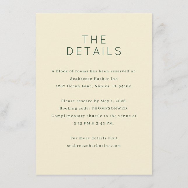 Elegant Beige Typographic Details Enclosure Card (Front)
