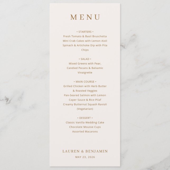Elegant Beige Typographic Menu (Front)