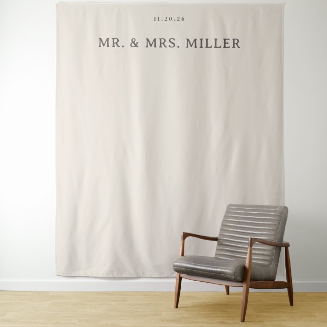 Elegant Beige Typographic Tapestry (In Situ)