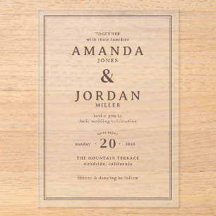 Elegant Beige Typographic Wedding Invitation