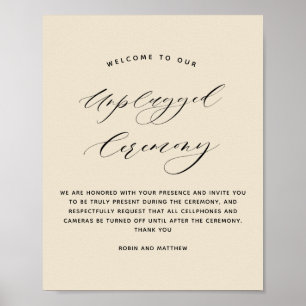 Elegant Beige Unplugged Ceremony Wedding Sign