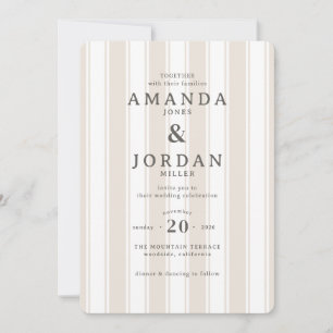 Elegant Beige Vertical Stripes Invitation