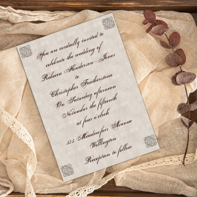 Elegant Beige Vintage Wedding Invitation (Creator Uploaded)