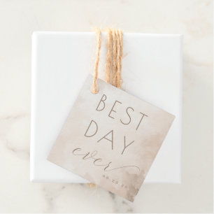 Elegant Beige Watercolor Calligraphy Favour Tags