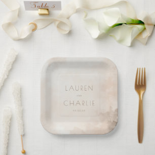 Elegant Beige Watercolor Paper Plate