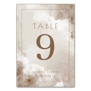 Elegant Beige Watercolor Table Number