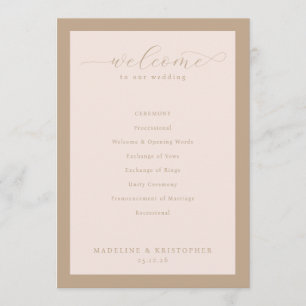 Elegant Beige Wedding Ceremony Program Programme