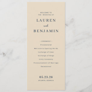 Elegant Beige Wedding Ceremony Program Programme