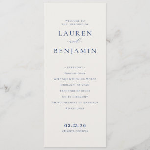 Elegant Beige Wedding Ceremony Schedule Programme