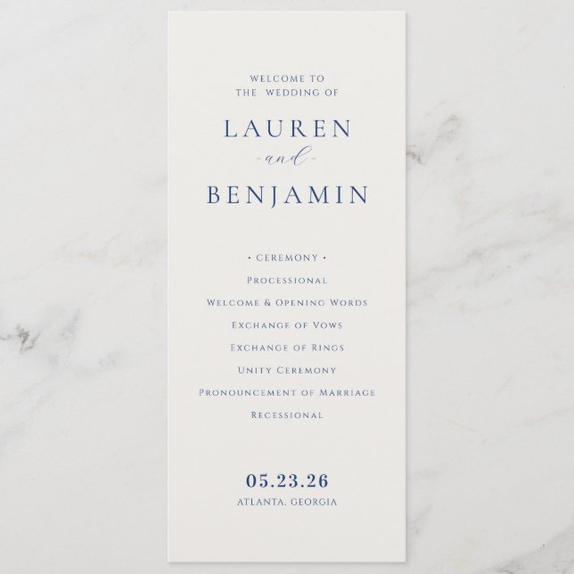 Elegant Beige Wedding Ceremony Schedule Programme (Front)