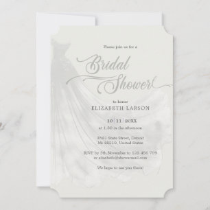 Elegant Beige Wedding Dress Bridal Shower Invitation