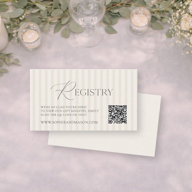 Elegant Beige Wedding Registry Card with QR Code  (Creator Uploaded)