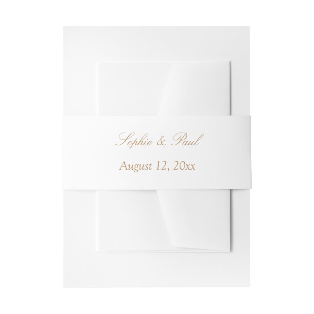 Elegant Beige White Wedding Invitation Belly Band (Front Example)
