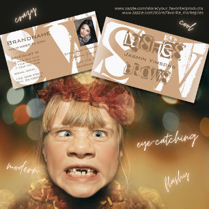 Elegant Beige White with Photo and Monogram Modern Business Card