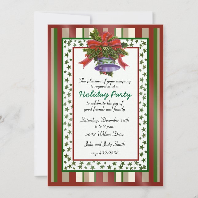 Elegant Bell Christmas Party Invitation (Front)