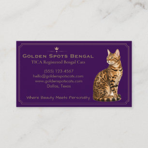 Elegant Bengal Cat Cattery Customisable Business Card