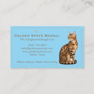 Elegant Bengal Cat Cattery Customizable Business Card