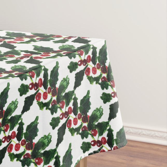 Elegant Berries Christmas Botanical Simple Tablecloth (In Situ)