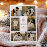 Elegant Berry Botanical Christmas 6 Photo Collage Holiday Card<br><div class="desc">Send warm holiday greetings with this elegant Christmas photo card featuring a timeless holly berry design. The front highlights a modern 6 photo collage with a delicate botanical illustration, including festive red berries and soft eucalyptus-toned leaves. Minimal typography in classic serif and script fonts keeps the design clean and refined...</div>
