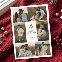 Elegant Berry Botanical Christmas 6 Photo Collage