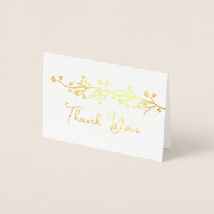Elegant berry branch "Thank You" Foil Card