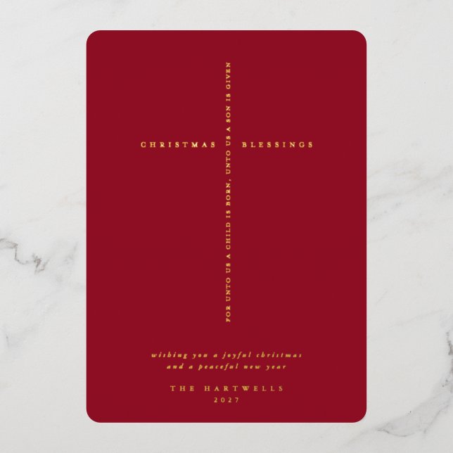 Elegant Berry Red Scripture Cross (Front)