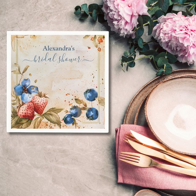 Elegant Berry Sweet Strawberry Bridal Shower  Napkin (Creator Uploaded)