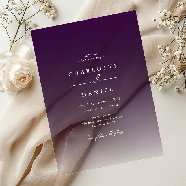 Elegant Berry Violet Gradient Acrylic Wedding Acrylic Invitations (Elegant Berry Violet Gradient Acrylic Wedding Acrylic Invitations)