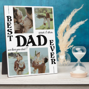 Elegant Best Dad Ever 4 photo collage Father's day Plaque