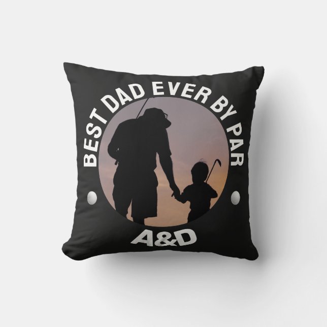 elegant best dad ever by par personalised photo  cushion (Front)