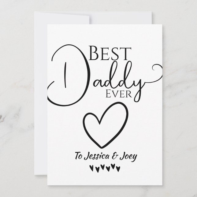elegant, best dad ever, calligraphy personalise  holiday card (Front)