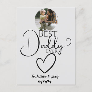 elegant, best dad ever, calligraphy personalise holiday postcard