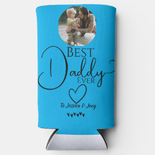 elegant, best dad ever, calligraphy personalise  seltzer can cooler