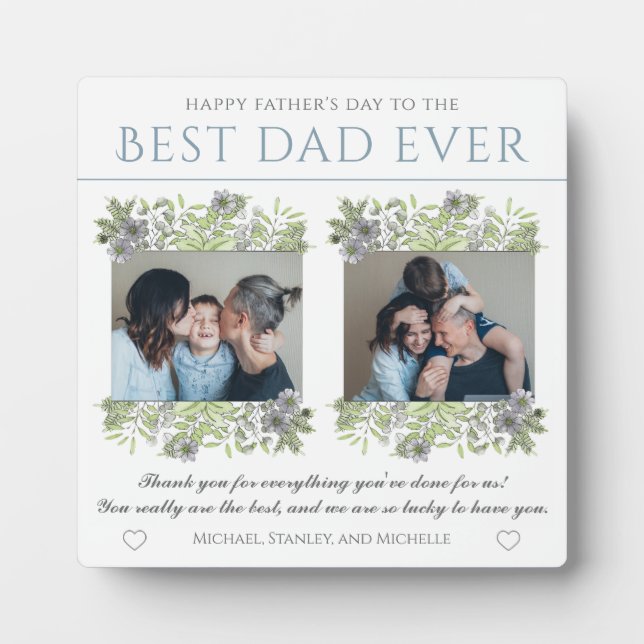 Elegant Best Dad Ever Father's Day Photo Collage Plaque (Front)