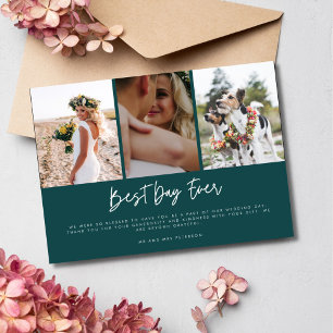 Elegant Best Day Ever Photo Wedding Thank You Card