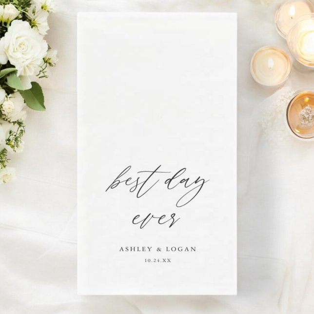 Elegant Best Day Ever Wedding Napkin (Creator Uploaded)