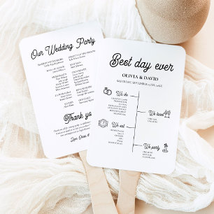 Elegant Best Day Ever Wedding Timeline Program Hand Fan