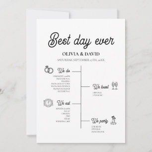 Elegant Best Day Ever Wedding Timeline Program Invitation