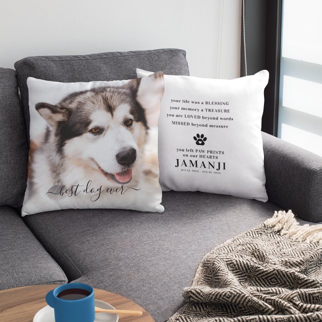 Elegant Best Dog Ever Photo & Quote Pet Memorial Cushion (Creator Uploaded)